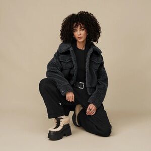 Women's gray/black Sherpa Jacket